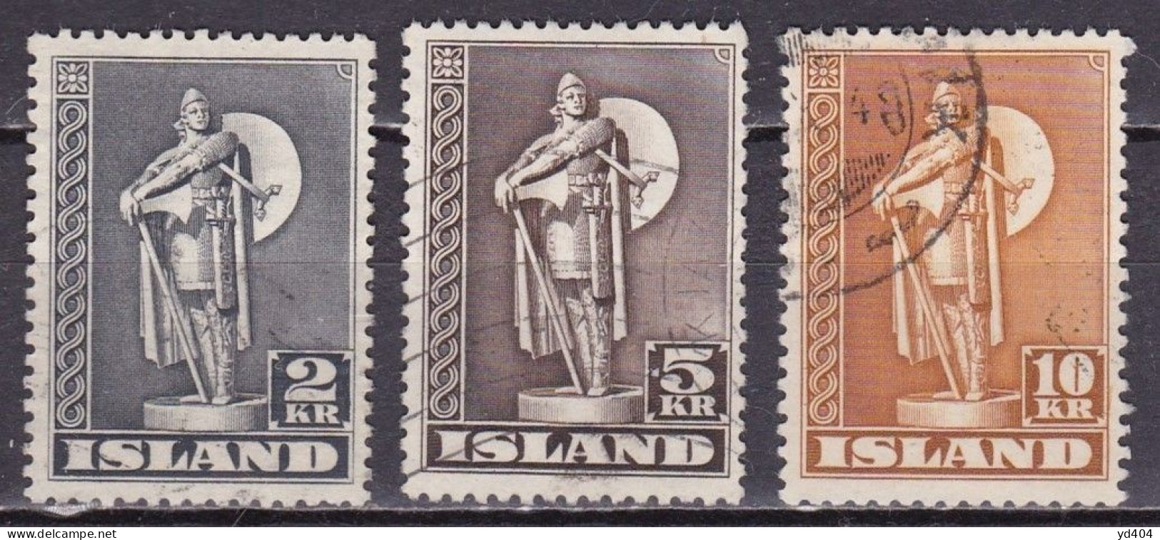 IS040 – ISLANDE – ICELAND – 1939-43 – STATUE OF KARLSEFNI – SC # 229a/31a USED 45 € - Gebruikt