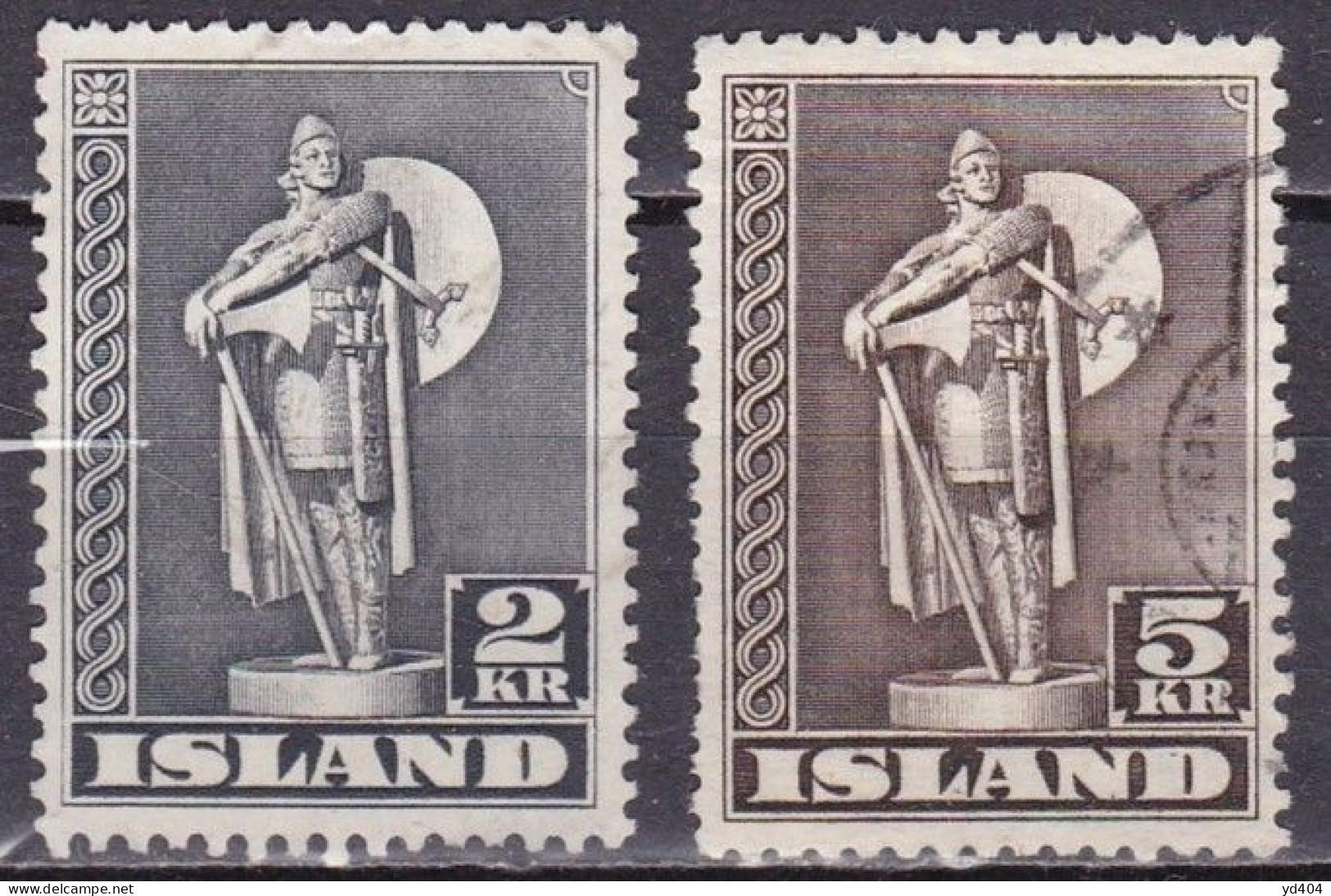 IS040A – ISLANDE – ICELAND – 1939-43 – STATUE OF KARLSEFNI – MI # 214E-230E USED - Usati