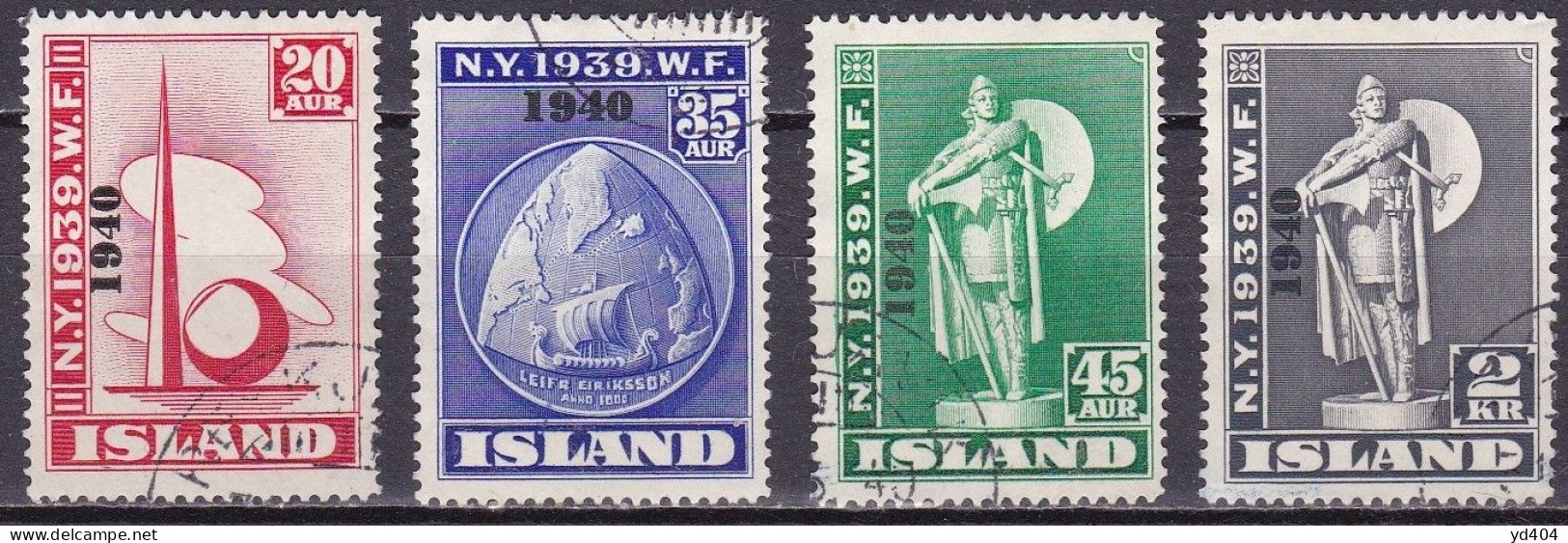IS041 – ISLANDE – ICELAND – 1940 – NEW-YORK WORLD FAIR OVERP.– SG # 257/60 USED 680 € - Usati