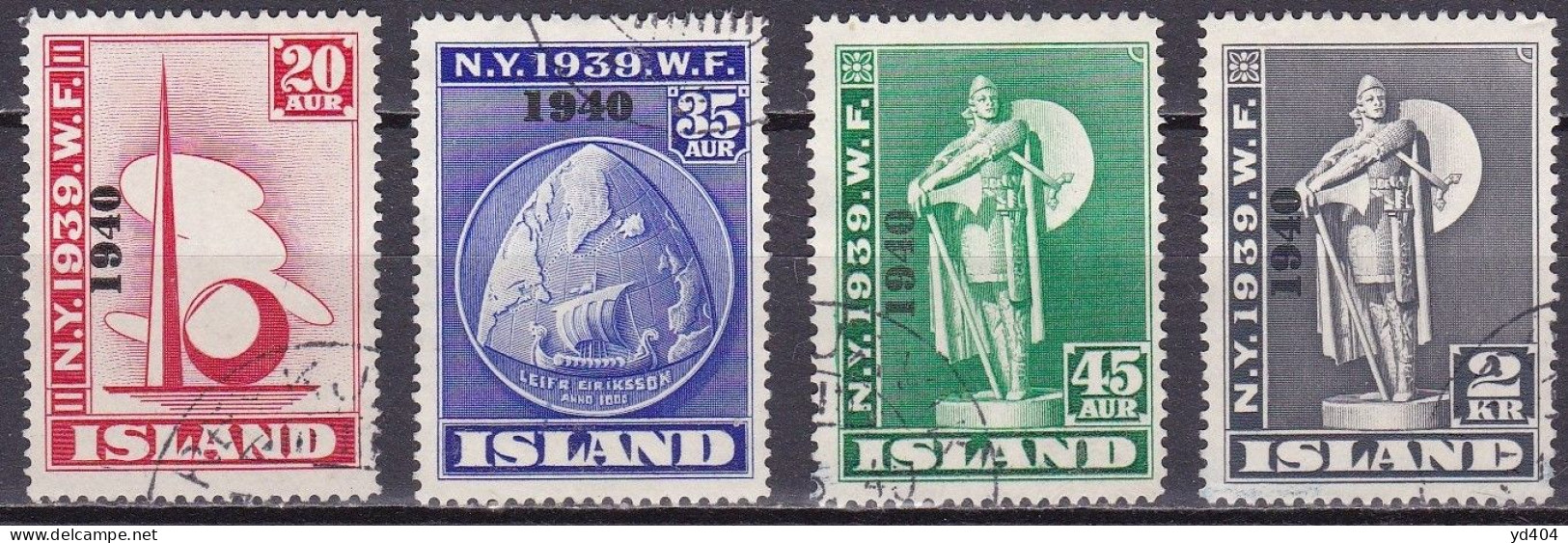 IS041 – ISLANDE – ICELAND – 1940 – NEW-YORK WORLD FAIR OVERP.– SG # 257/60 USED 680 € - Usados