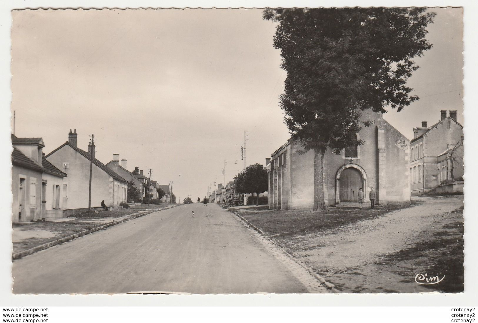 18 GROSSOUVRE Vers Sancoins La Guerche Sur L'Aubois Rue Principale En 1952 Chien Sur Route 2 Personnes Devant L'Eglise - La Guerche Sur L'Aubois