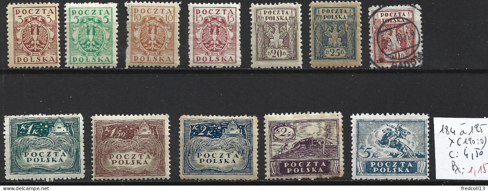 POLOGNE 184 à 195 * ( 190 Oblitéré ) Côte 4.50 € - Unused Stamps