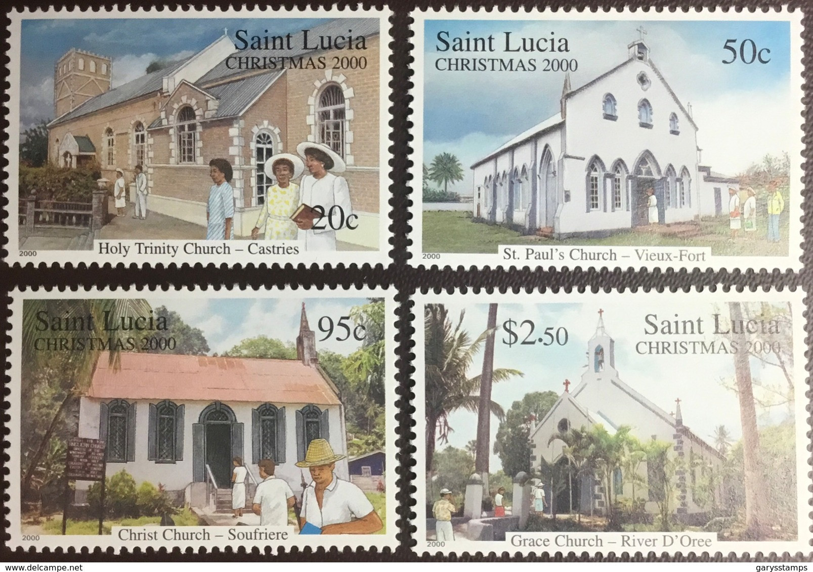 St Lucia 2000 Christmas Churches MNH - St.Lucie (1979-...)