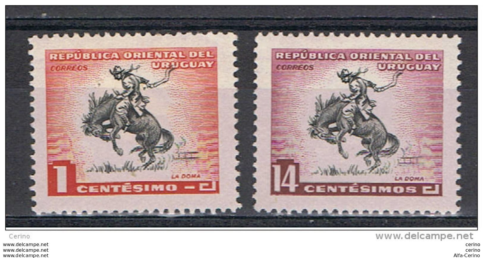 URUGUAY:  1954  DRESSAGE  -  2  VAL. N. + L. -  YV/TELL. 624 + 632 - Uruguay