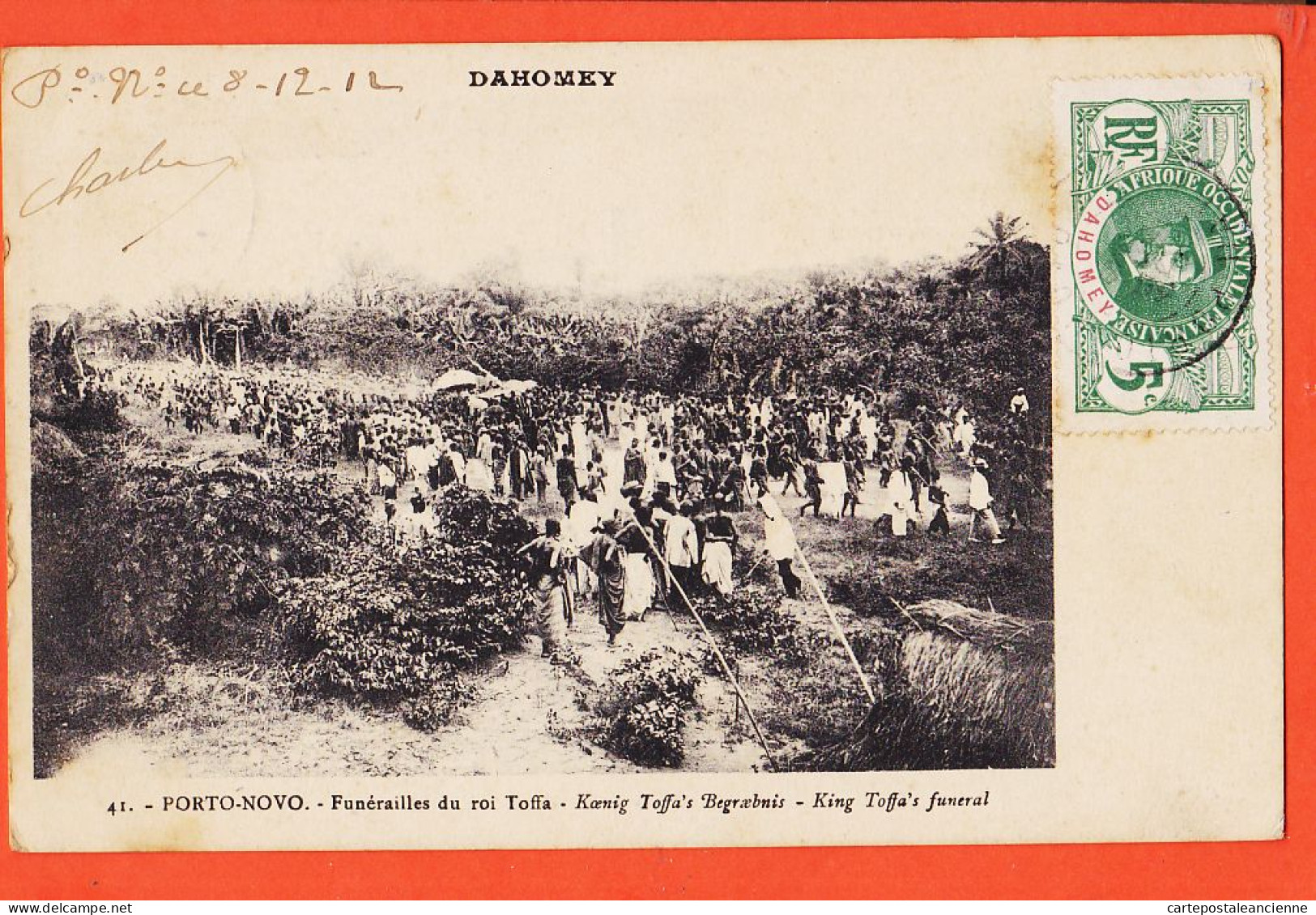 7463 / ⭐ ♥️ PORTO-NOVO Dahomey Funerailles Roi TOFFA King Funeral 1912 à Commandant TOUCHE Rue Matabiau Toulouse - Dahomey