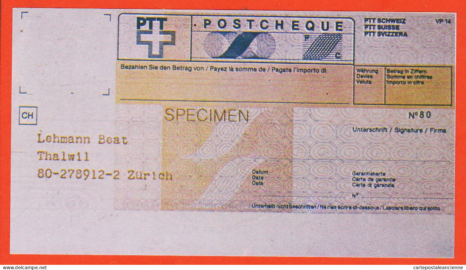 7213 / ⭐ ♥️ PTT Schweiz Suisse Svizze Specimen Postcheque Photocopie Outil Dictatique PTT Instruction LA  POSTE - Cheques & Traveler's Cheques