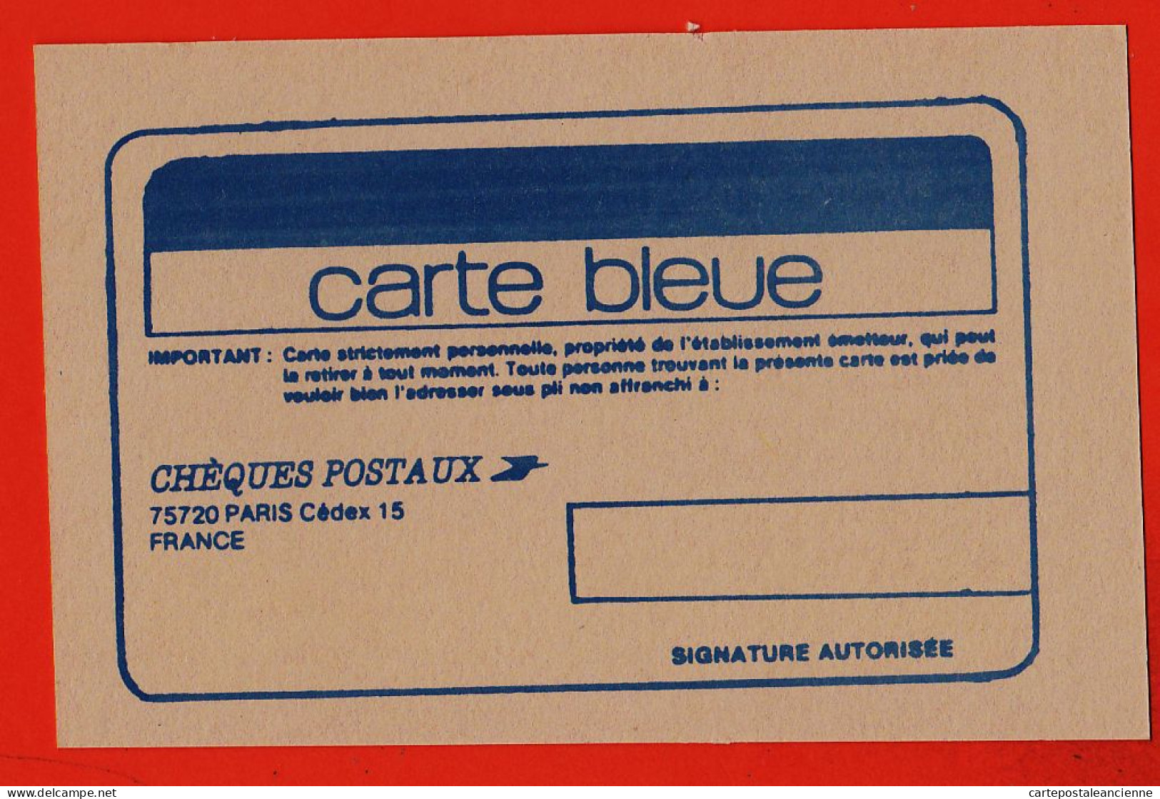 7252 / ⭐ ♥️  Rare CB Carte Bleue VISA Carte Vierge SPECIMEN 1980s Dictatique Carton PTT Instruction LA POSTE - Other & Unclassified