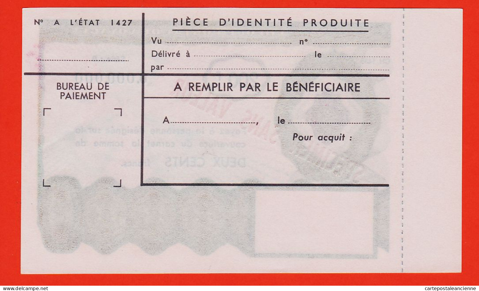 7224 / ⭐ ♥️ Cheque De Voyage 200 F SPECIMEN Sans VALEUR Outil Dictatique PTT Instruction Personnel POSTE - Specimen