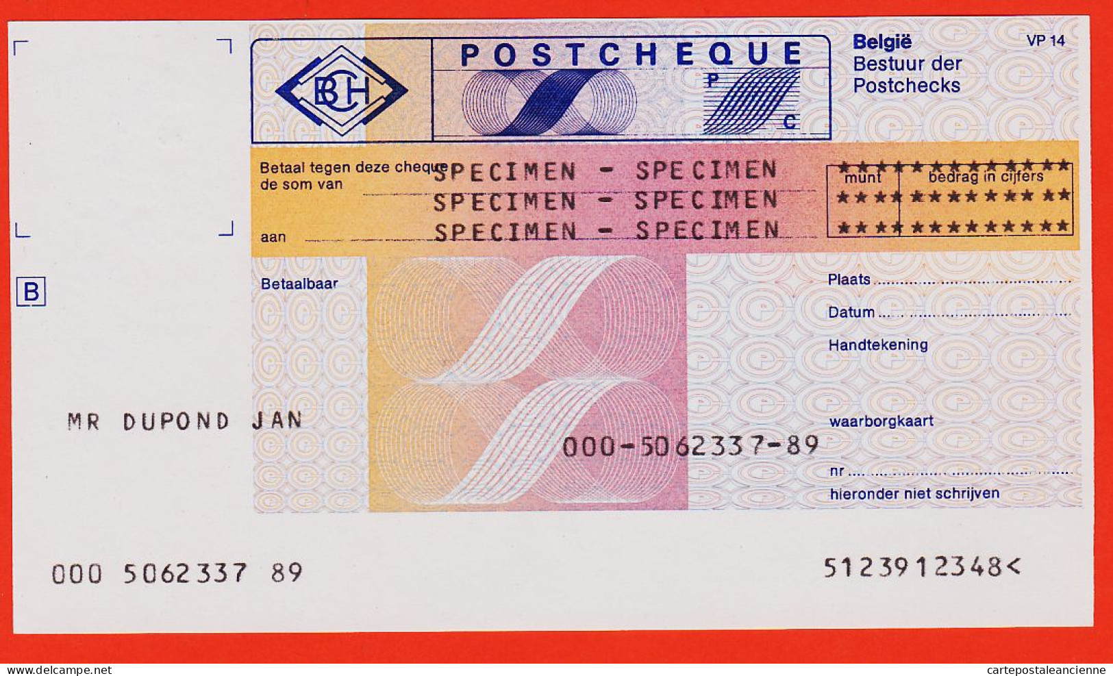 7239 / ⭐ ♥️ Belgien Postscheckamt Specimen POSTCHEQUE DUPOND JAN Outil Dictatique PTT Doc Instruction LA  POSTE - Post Office Leaflets