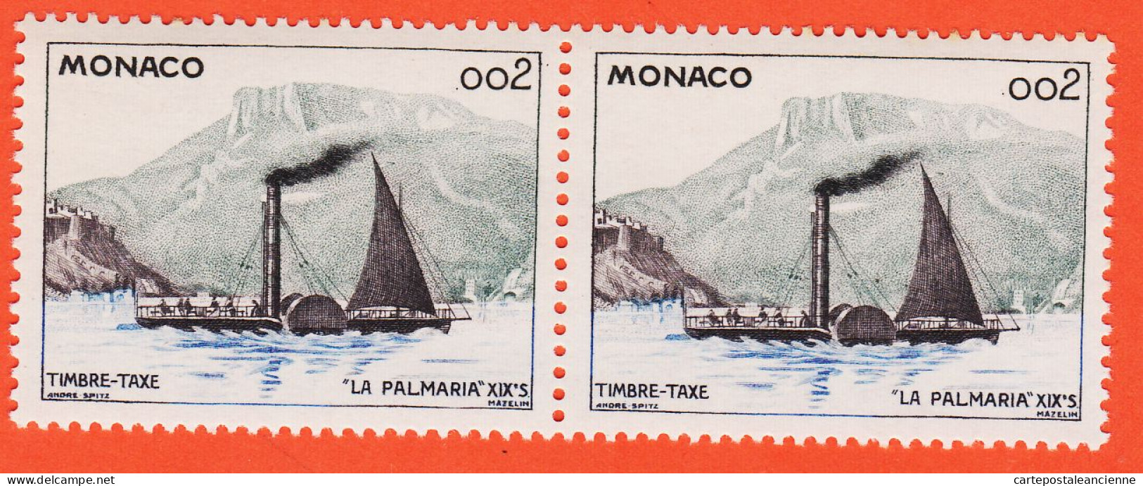 7291 / ⭐ Paire Monaco 1960 Timbre-Taxe 0.02 Paddle Steamer à Voile LA PALMARIA XIXe Siècle Yvert Y-T N° 57 LUXE MNH**  - Postage Due