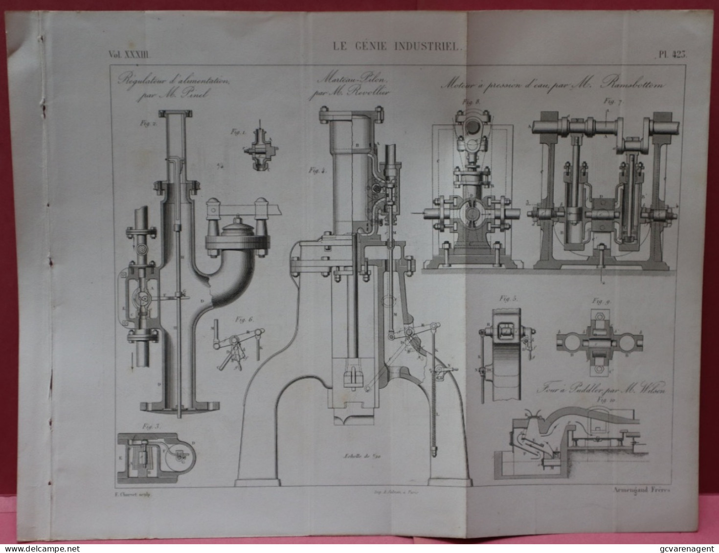 REGULATEUR L'ALIMENTATION PAR M.PINEL , MARTEAU PILON PAR REVOLLIER, MOTOR A PRESSION , RAMSBOT   28X24 CM - VOIR IMAGES - Machines