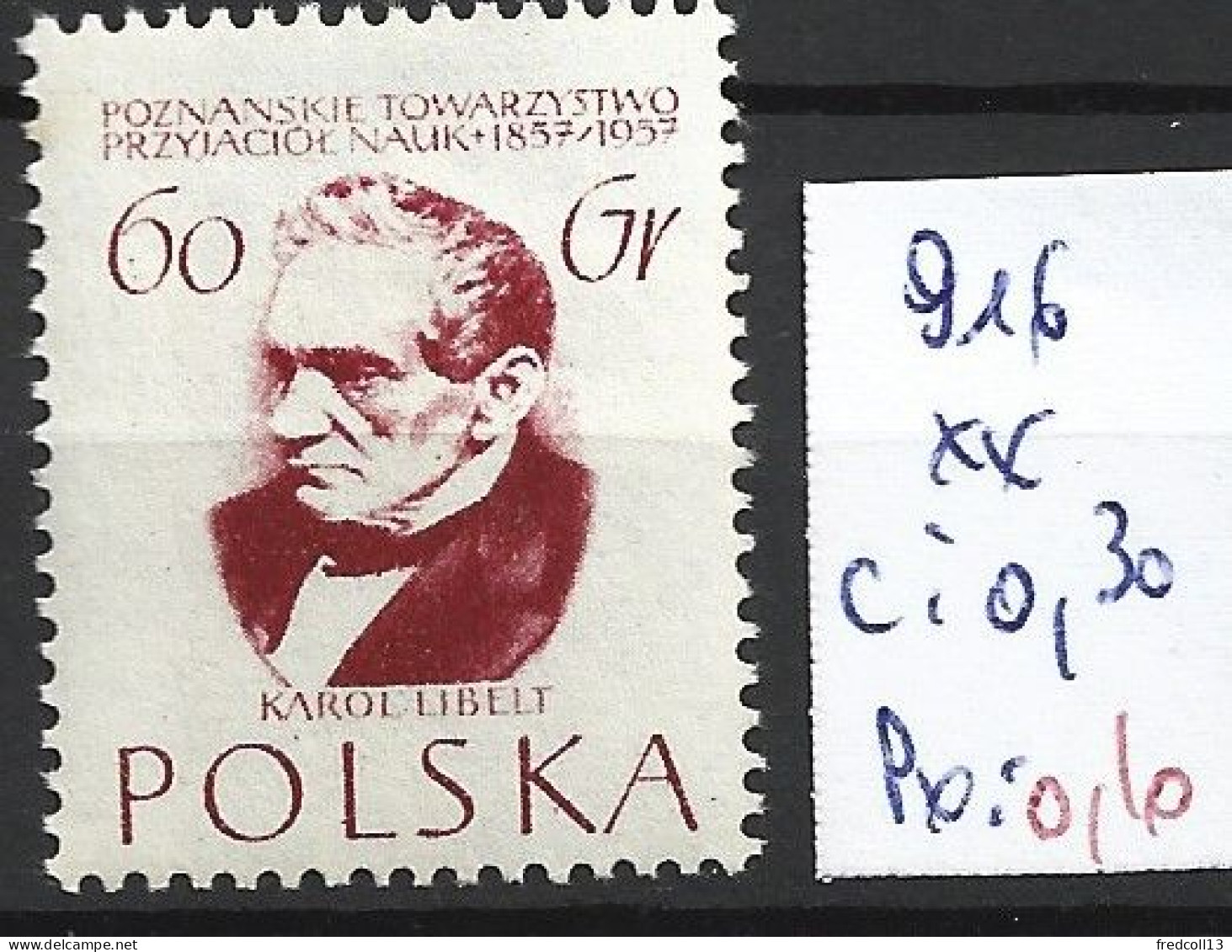 POLOGNE 916 ** Côte 0.30 € - Neufs