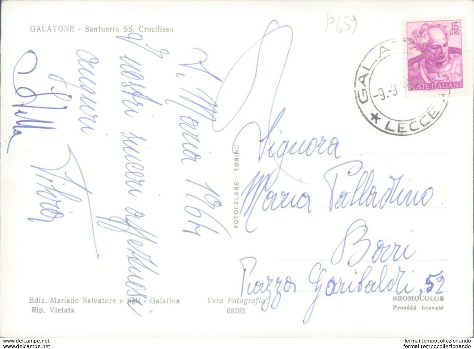 P659 Cartolina Galatone Santuario Ss.crocifisso Provincia Di Lecce - Lecce