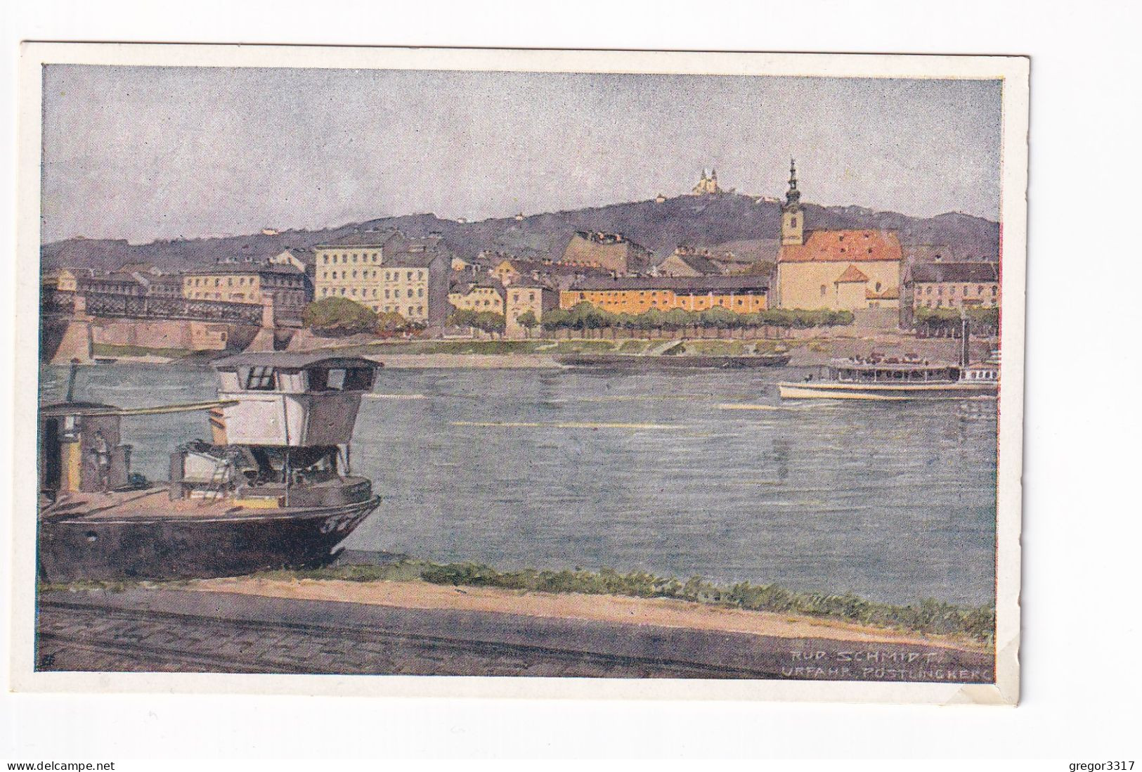 E5402) URFAHR Pöstlingberg LINZ Mit Altem SCHIFF Dampfer  - Donau Dampfschiffahrts Gesellschaft Sign. RUD. SCHMIDT - Linz Urfahr