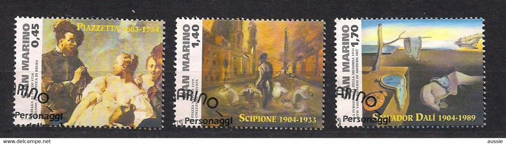 San Marino Saint-Marin 2004 Yvertn° 1965-1967 (°) Oblitéré Used Cote  9 € Tableaux De Peintres Célèbres - Gebruikt