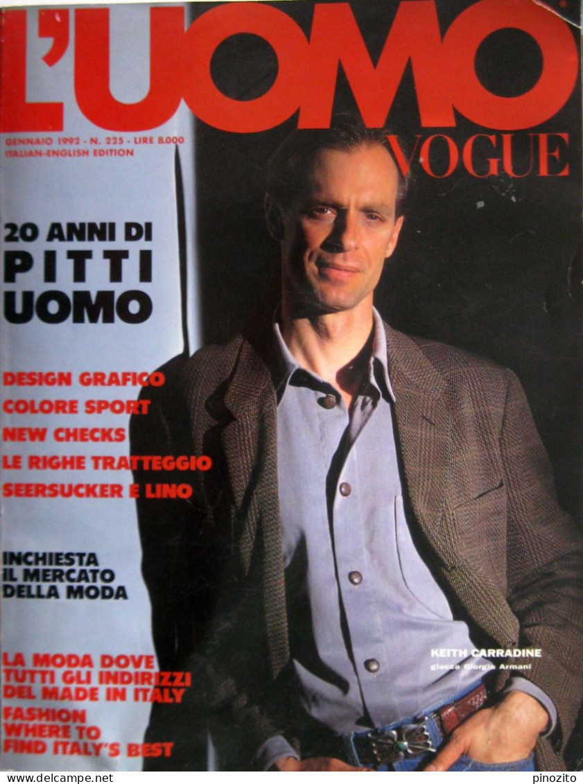 L’UOMO VOGUE 225 1992 Keith Carradine Juliette Binoche Moda Men’s Fashion - Moda