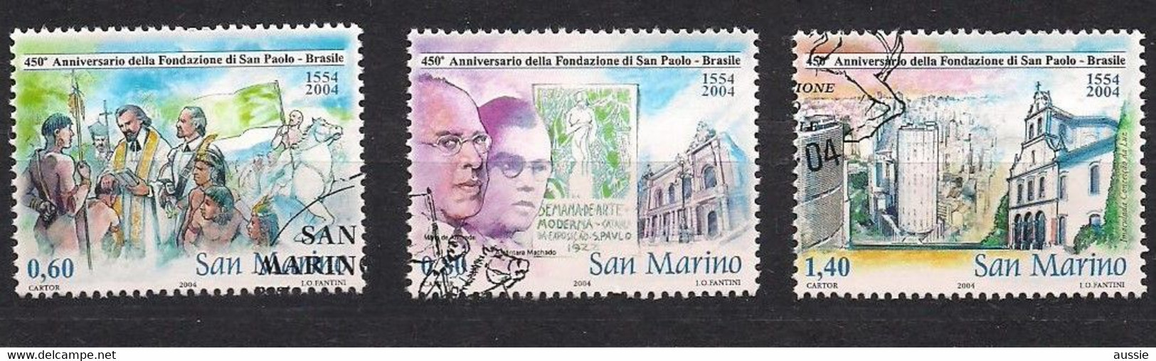 San Marino Saint-Marin 2004 Yvertn° 1951-1953 (°) Oblitéré Used Cote  8 € Sao Paulo Brésil - Gebruikt