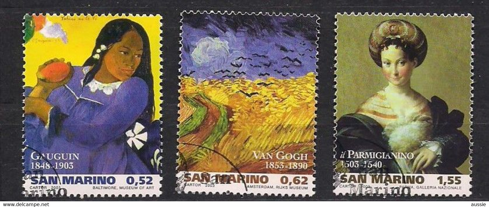 San Marino Saint-Marin 2003 Yvertn° 1858-1860 (°) Oblitéré Used Cote 6,50  € Tableaux Divers Gauguin Van Gogh - Gebraucht