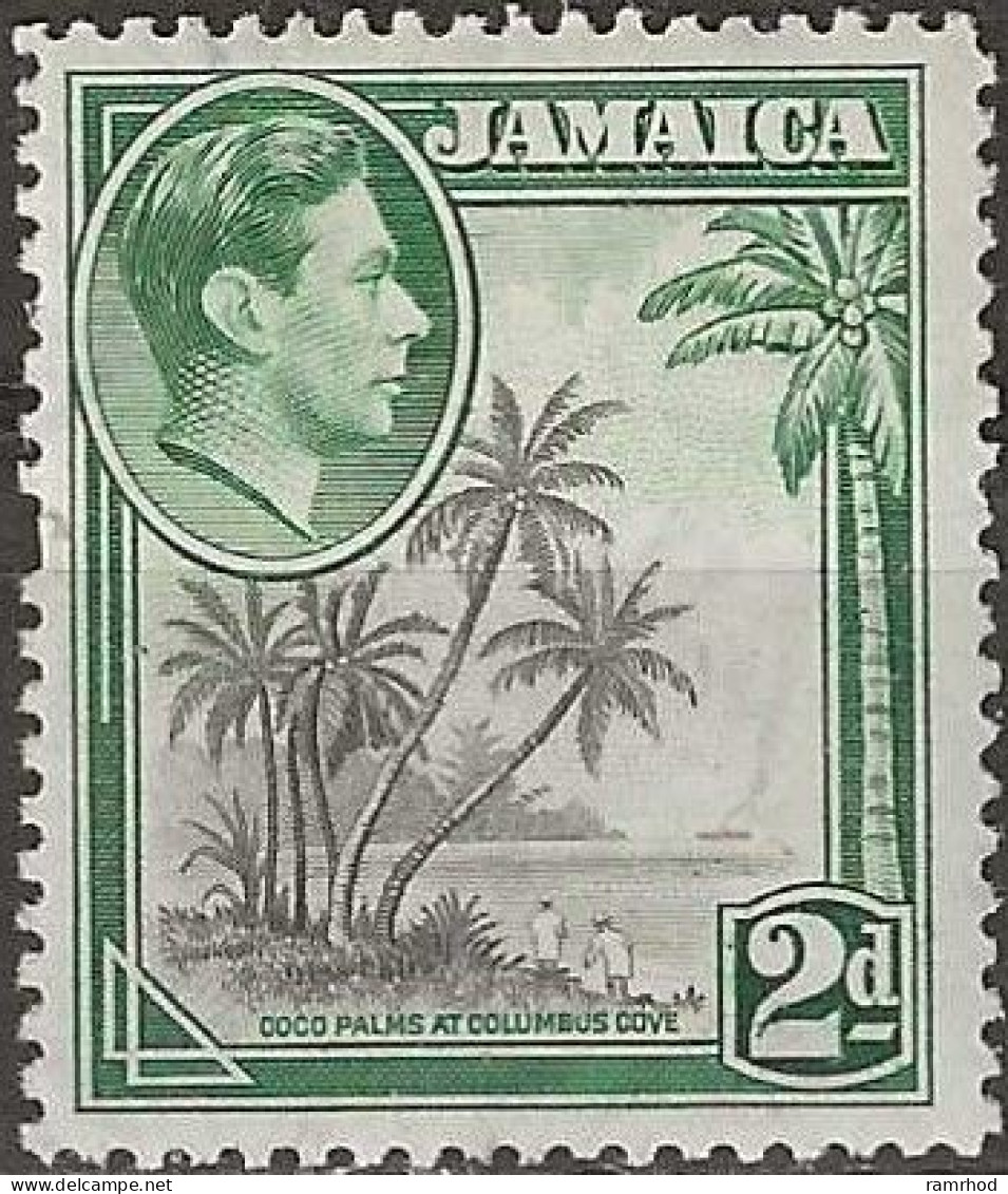 JAMAICA 1938  King George VI - Coco Palms At Don Christopher's Cove - 2d. - Black And Green MH - Jamaica (...-1961)