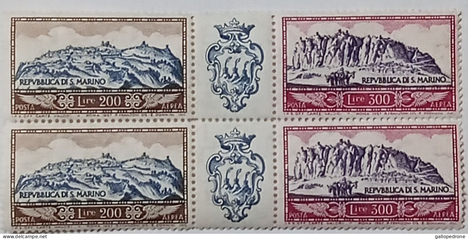 1958 San Marino, Serie Completa In Doppia Coppia "Vedute Monte Titano"-MNH ** - Unused Stamps
