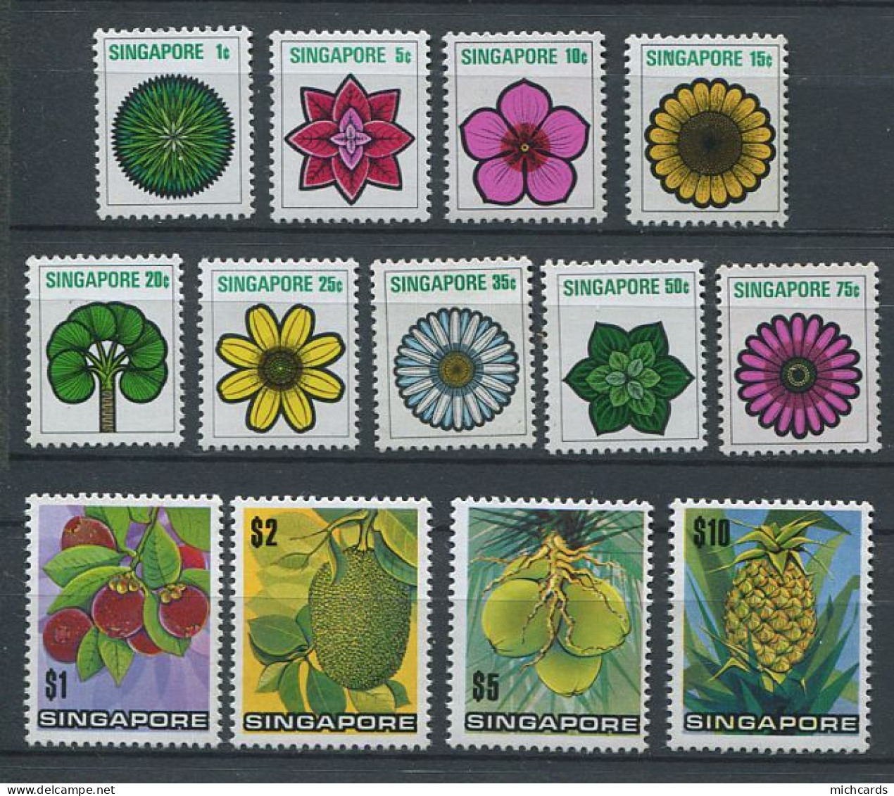 264 SINGAPOUR 1973 - Yvert 188/200 - Fleur Fruit - Neuf ** (MNH) Sans Charniere - Singapore (1959-...)
