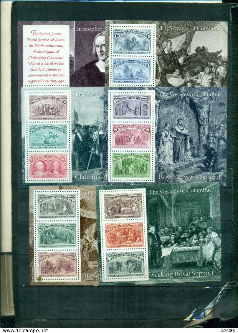 ETATS UNIS 500 DECOUVERTE AMERIQUE 6 BF NEUFS A PARTIR DE 4.75 EUROS - Blocks & Sheetlets