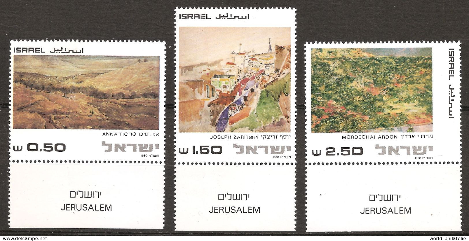 Israël Israel 1981 N° 786 / 8 Avec Tab ** Tableaux, Anna Ticho, Joseph Zaritski, Mordechai Ardon, Campagne, Ville, Pont - Ungebraucht (mit Tabs)