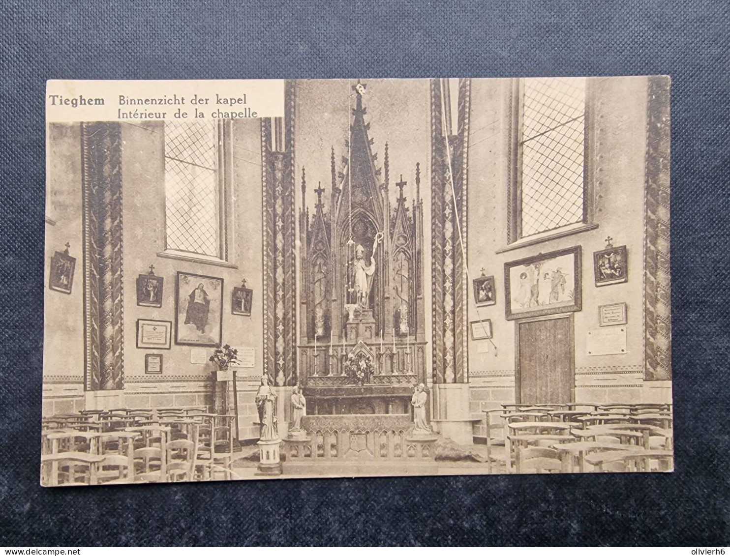 CP BELGIQUE BELGIE (M2311) TIEGHEM (2 Vues) Binnezicht Der Kapel - Intérieur De La Chapelle - Anzegem