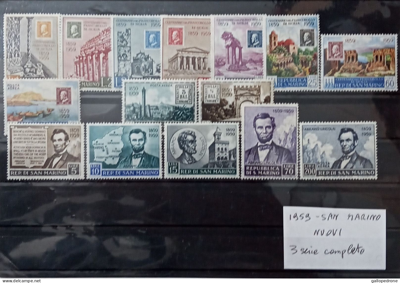 1959 San Marino, 3 Serie Complete-Francobolli Nuovi 15 Valori+3  P.A. -MNH ** - Unused Stamps