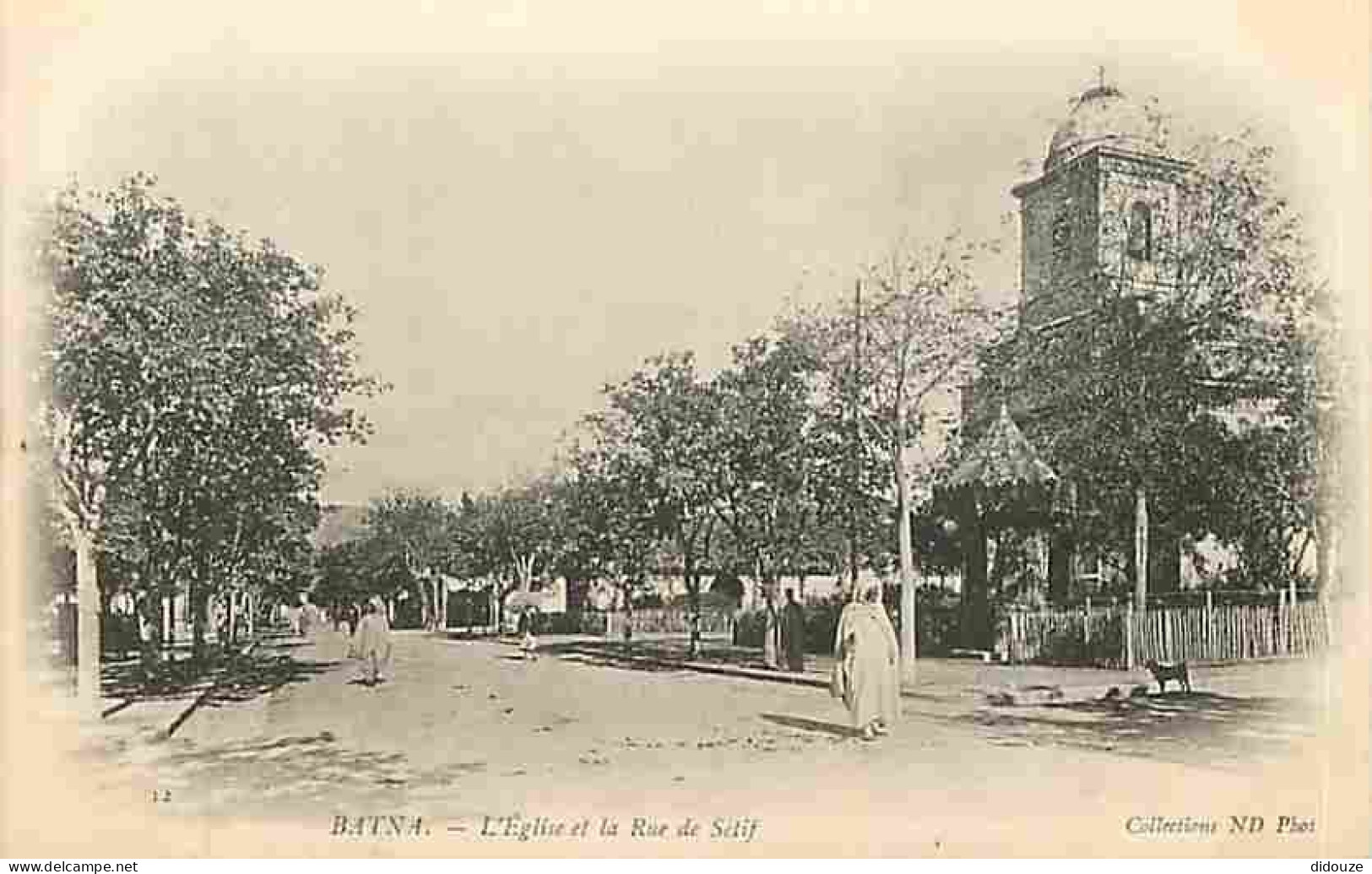 Algérie - Batna - L'Eglise Et La Rue De Sétif - Animée - CPA - Voir Scans Recto-Verso - Batna