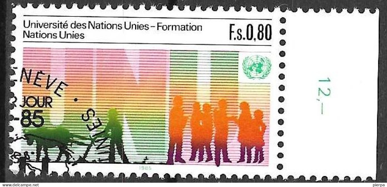 O.N.U. GENEVE - 1985 - UNIVERSITA' NAZIONI UNITE - FR 0,80  - USATO (YVERT 130 - MICHEL 130) - Oblitérés