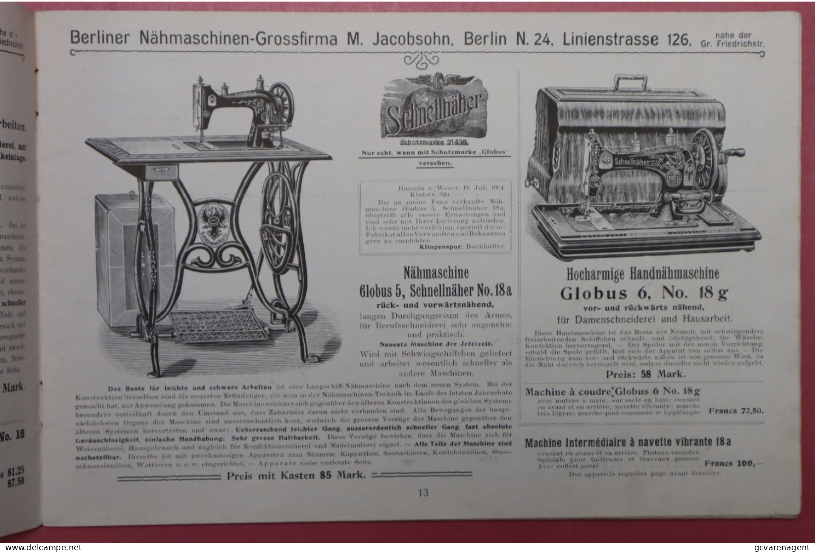 NEUESTE ILLUSTRIERTE PREIS LISTE - BERLINER NÄHMASCHINEN- UND FAHRRAD GROSSFIRMA - 27X 18 CM  - 40 SEITEN VOIR SCANS - Catalogi