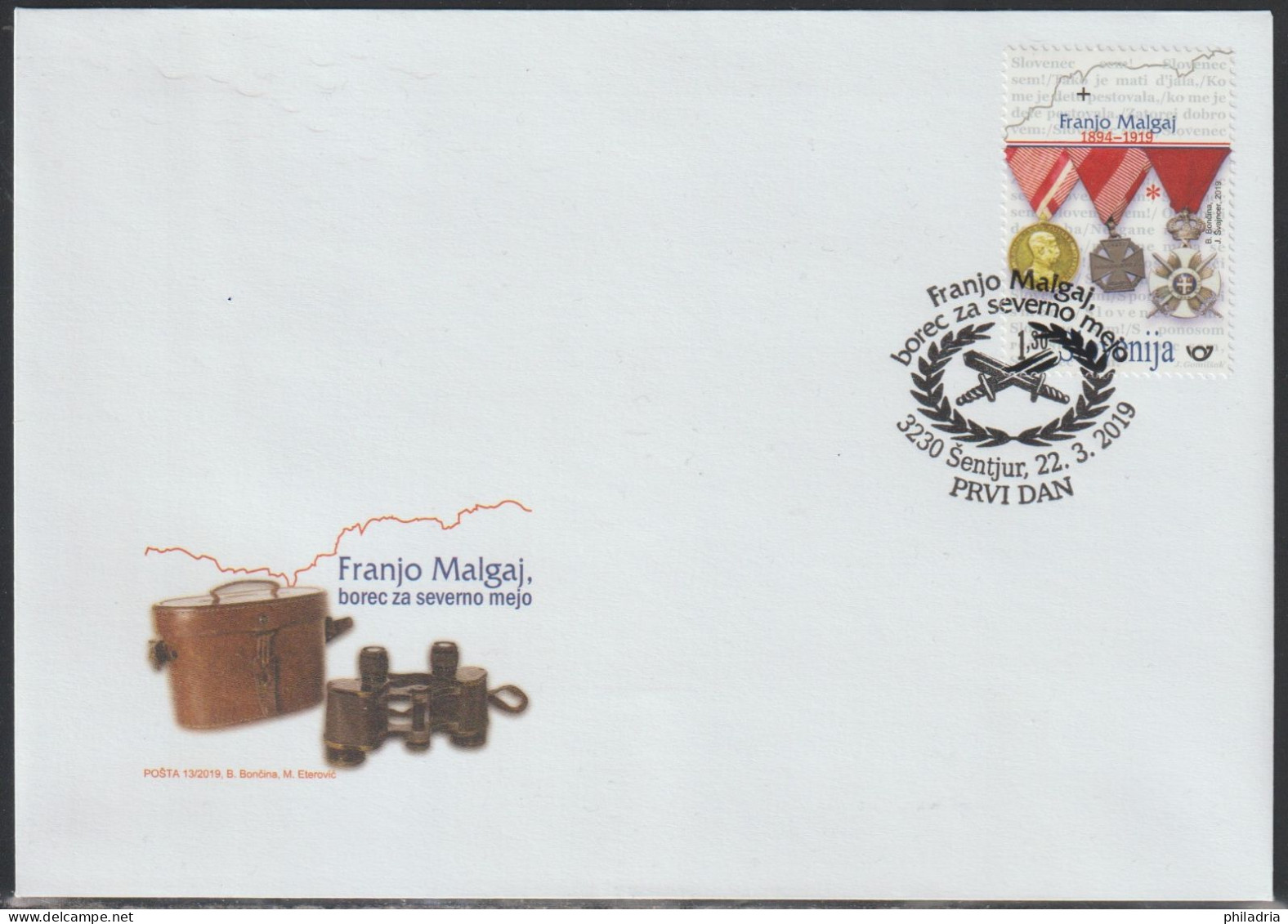 Slovenia, 2019, Franjo Malgaj, FDC - Eslovenia