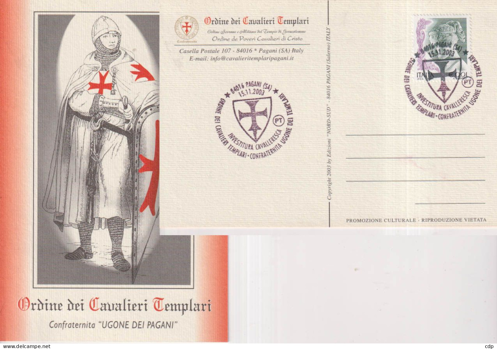 Carte Ordine Dei Cavalieri Templari   2003 - Cartes-Maximum (CM)