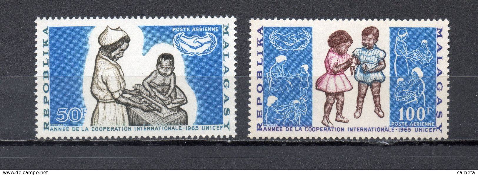 MADAGASCAR  PA  N° 98 + 99    NEUFS SANS CHARNIERE  COTE  3.00€    NATIONS UNIES ENFANCE - Madagascar (1960-...)