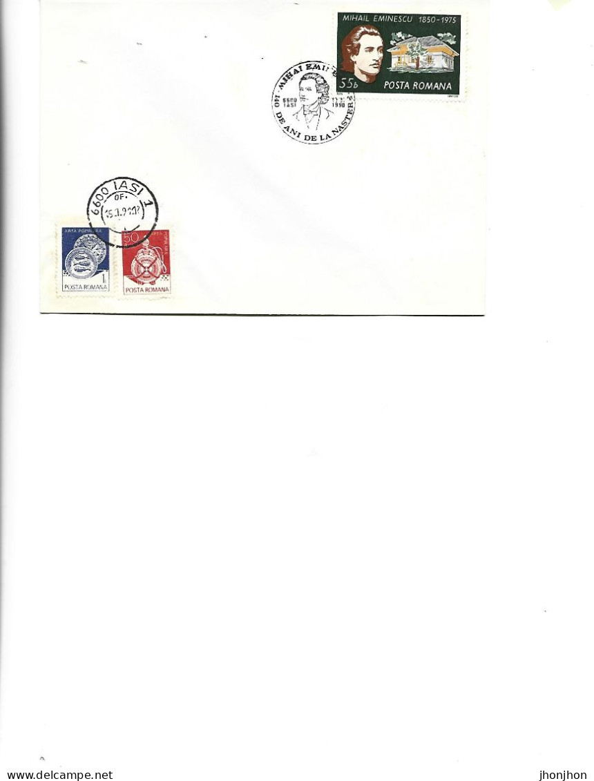 Romania - Occasional Env.1990 -  Mihai Eminescu, 140 Years Since His Birth, 1850-1990 - Postmark Collection