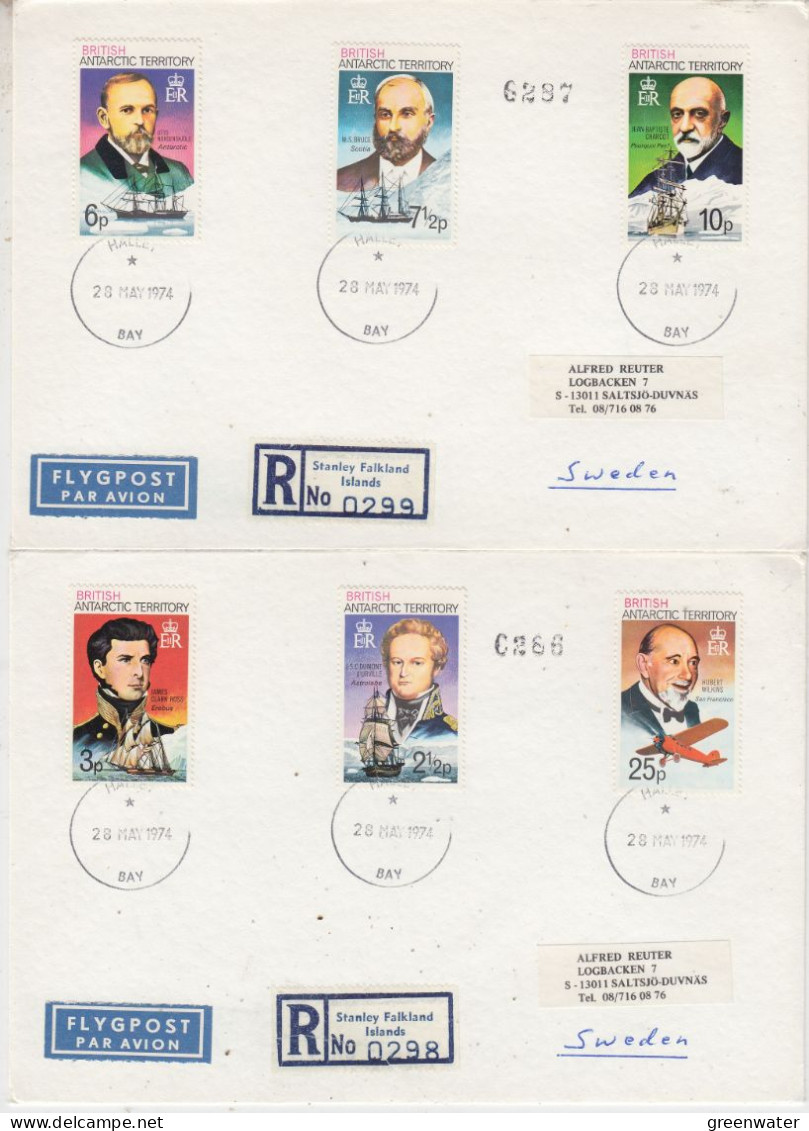 British Antarctic Territory (BAT) Antarctic Exploreres 15v 5 Registered Covers Ca Hallay Bay 28 MAY 1974 (FG152) - Cartas & Documentos