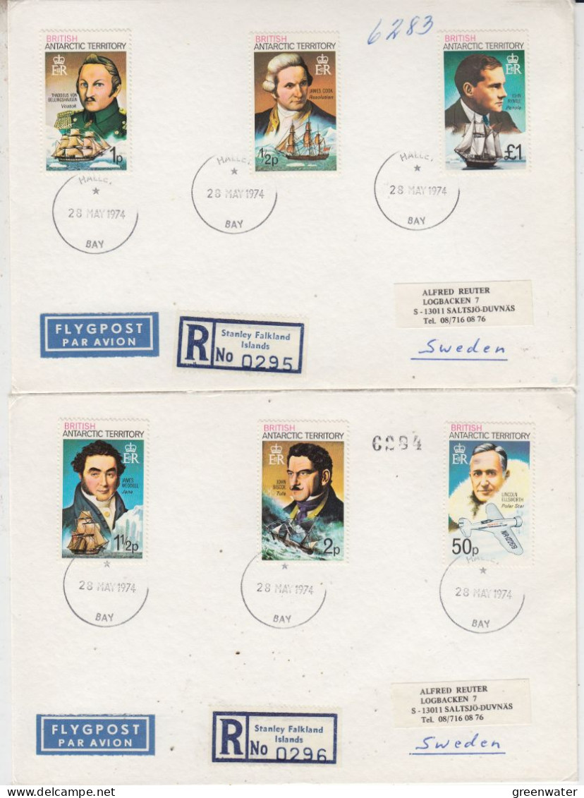 British Antarctic Territory (BAT) Antarctic Exploreres 15v 5 Registered Covers Ca Hallay Bay 28 MAY 1974 (FG152) - Cartas & Documentos