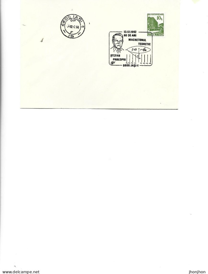 Romania - Occasional Env.1992 -   80 Years Of The Theoretical Magneto, Stefan Procopiu - Postmark Collection