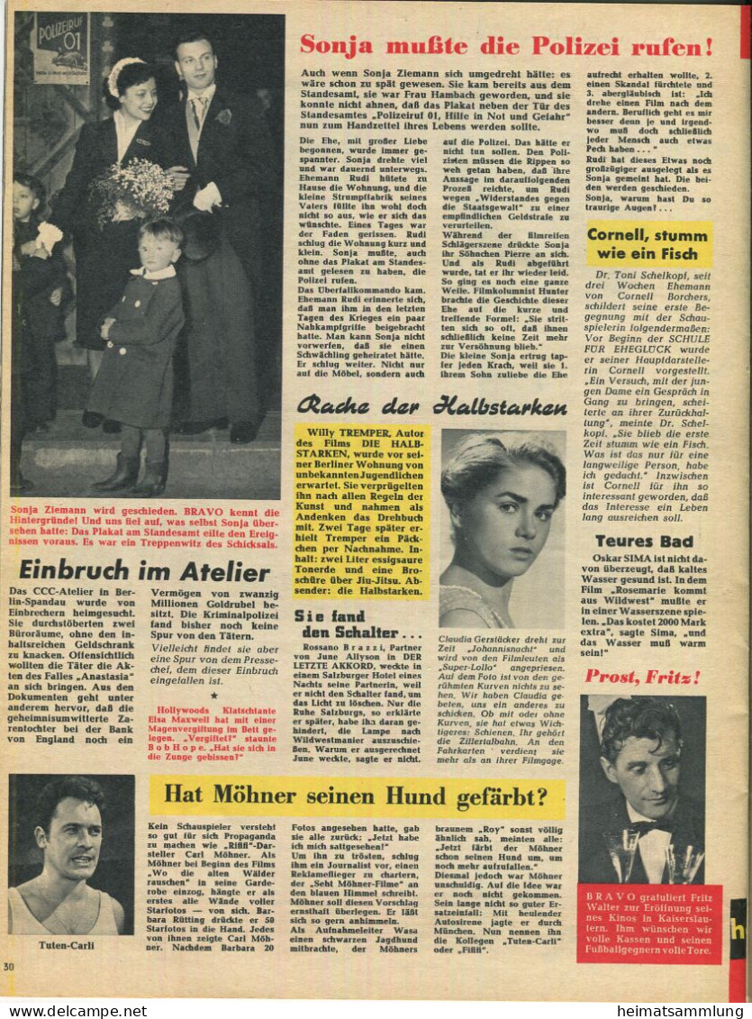 Deutschland - BRAVO - Die Zeitschrift Für Film Und Fernsehen - Nummer 1 26. August 1956 - Original - Divertissement
