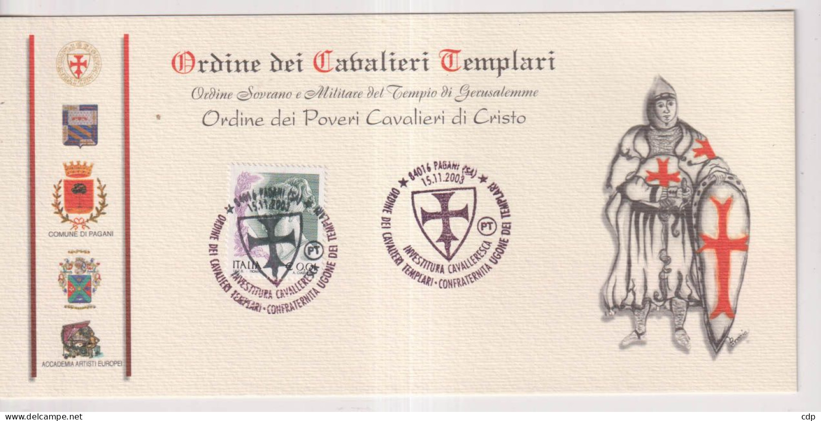 Carte Ordine Dei Cavalieri Templari  Ordine Dei Poveri Cavalieri Di Cristo 2003 - Cartas Máxima