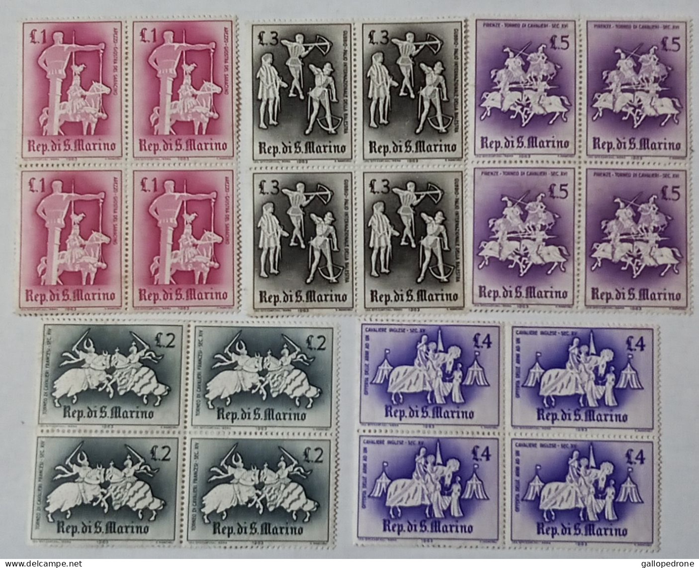 1963 San Marino, Serie "giostre E Tornei" Completa In Quartine NUOVE - MNH ** - Ongebruikt