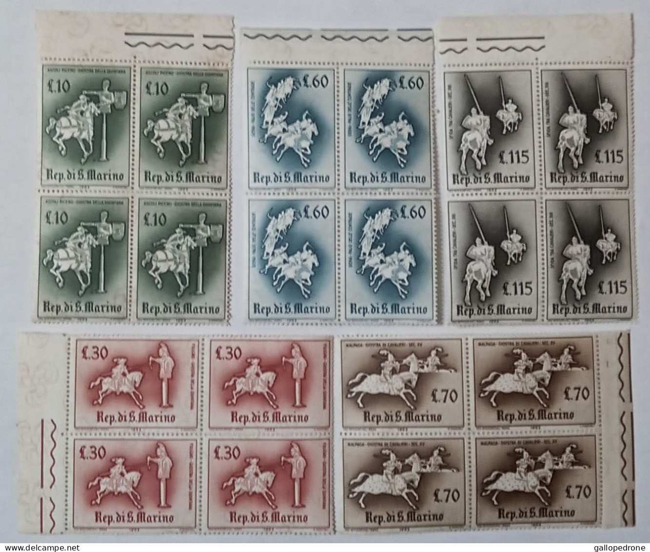 1963 San Marino, Serie "giostre E Tornei" Completa In Quartine NUOVE - MNH ** - Neufs