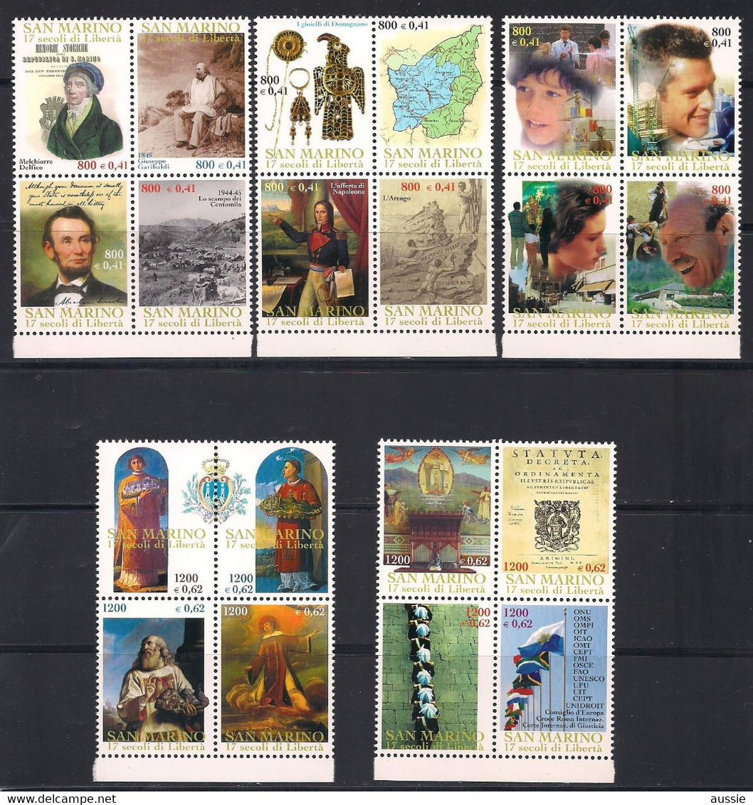 San Marino Saint-Marin 2000 Yvertn° 1702-1721  *** MNH Cote 32 €   17 Siècles Liberté Libertà - Neufs