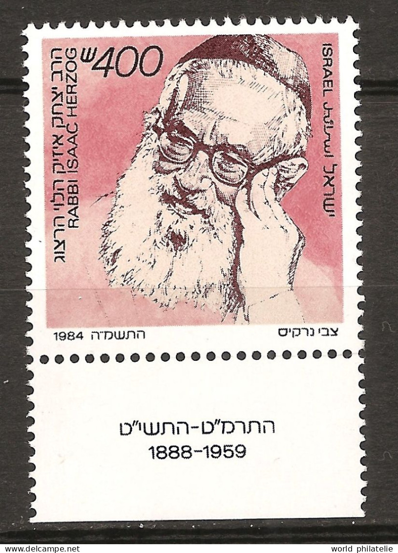 Israël Israel 1984 N° 920 Avec Tab ** Rabbin, Religion, Isaac Herzog, Irlande, Shoah, Tekhelet, La Sorbonne, Ashkénaze - Nuevos (con Tab)