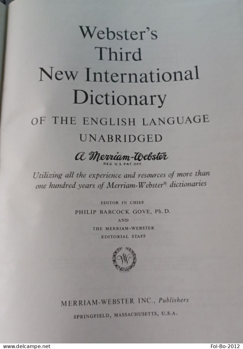 Websters Third New International Dictio. Terzo Nuovo Dizionario Integrale Del 1986.made In The Unidet States America - Diccionarios