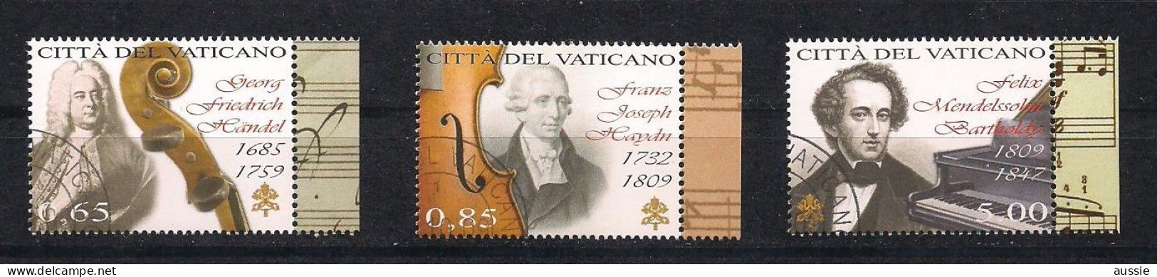 Vatican Vatikaanstad 2009 Yvertn° 1507-1509 (°) Oblitéré Used Cote 19,50 Euro Journée De La Musique - Gebraucht