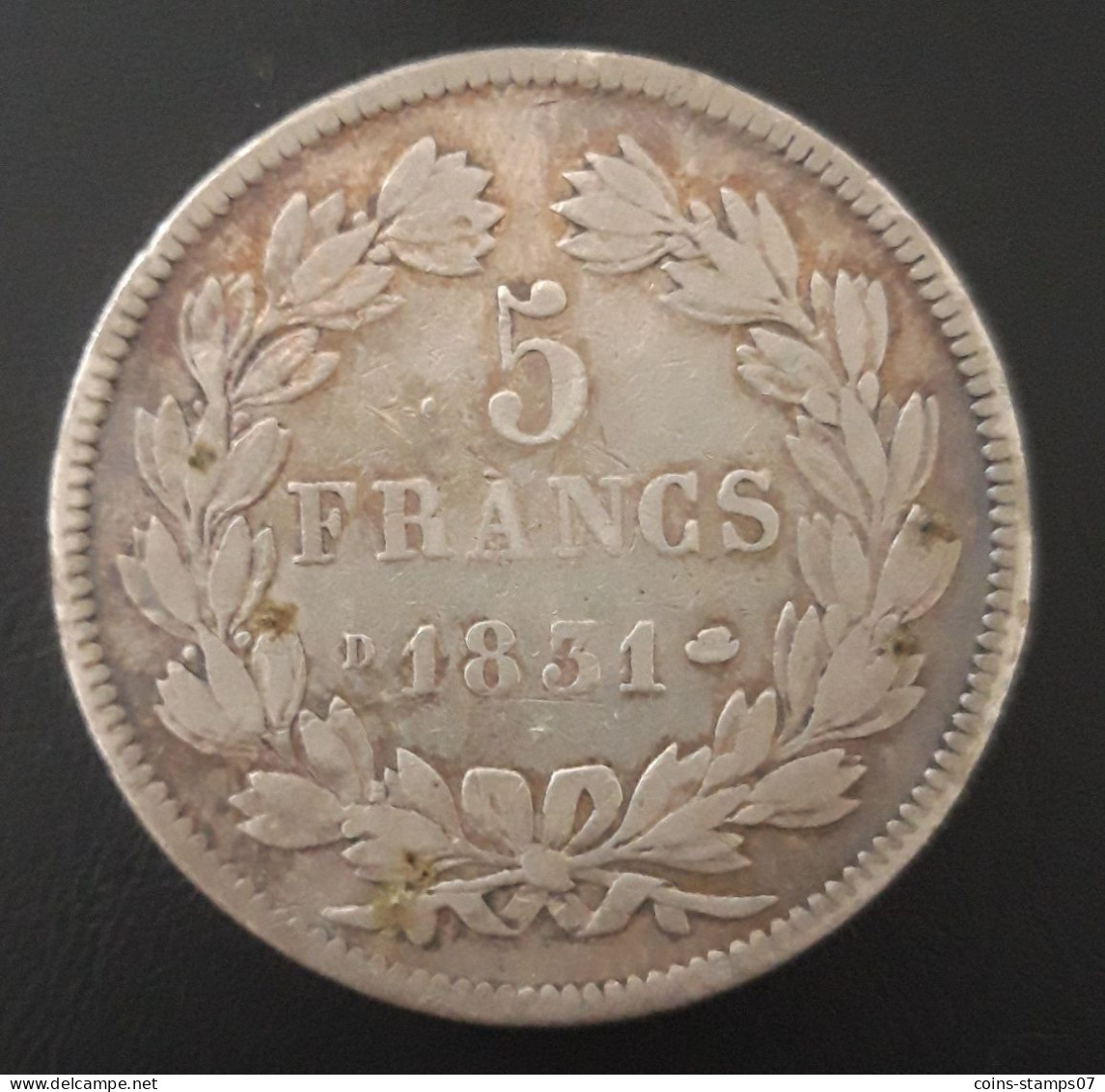 France - Louis Philippe I - 5 Francs 1831 D (Lyon) - Tranche En Creux - 5 Francs