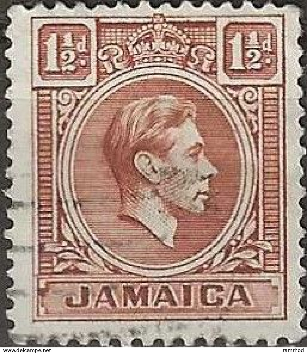 JAMAICA 1938 King George VI - 1½d. - Brown FU - Jamaica (...-1961)