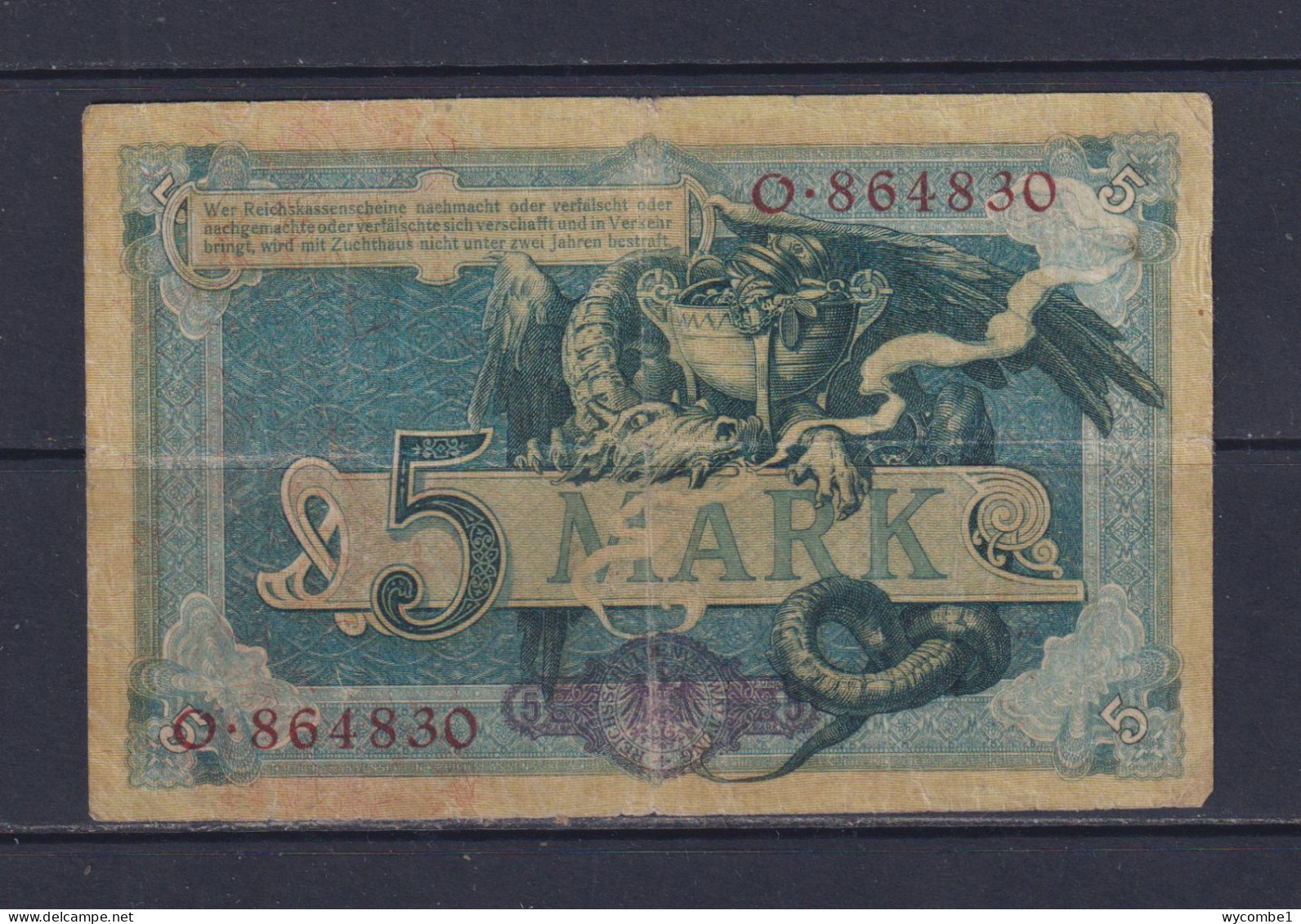 GERMANY - 1904 5  Mark Circulated Banknote - 5 Mark